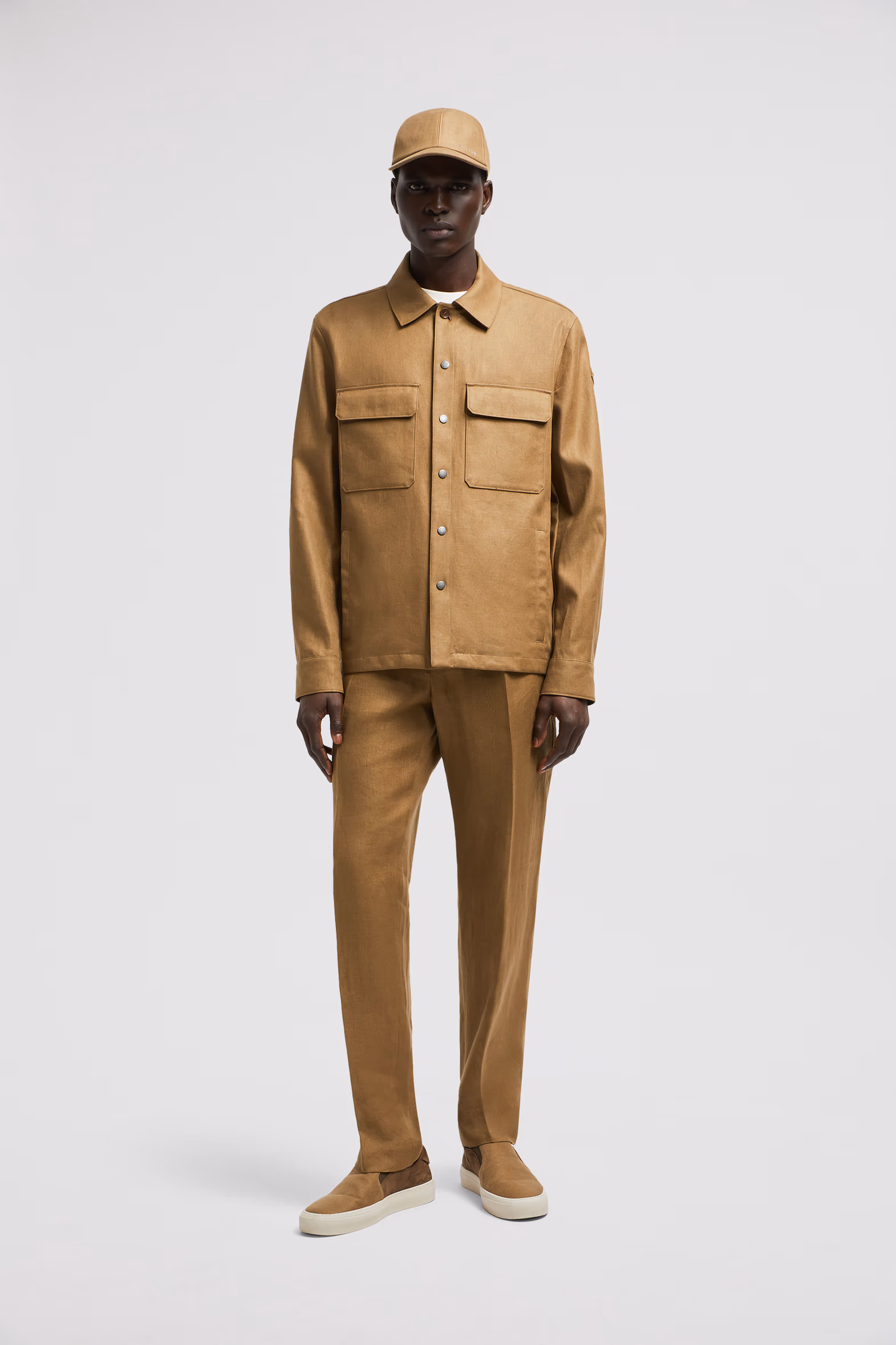 Callaqui Linen Shirt Jacket Men Brown Moncler 0
